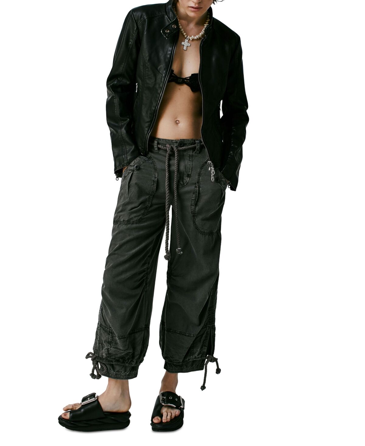 Free People Women's Max Faux-Leather Moto Jacket - Black
