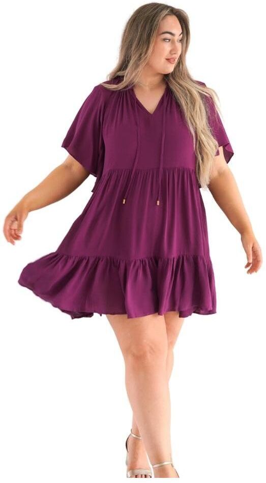 Dani Marie Women's Short Sleeve Jamie Swing Dress - Dark berry