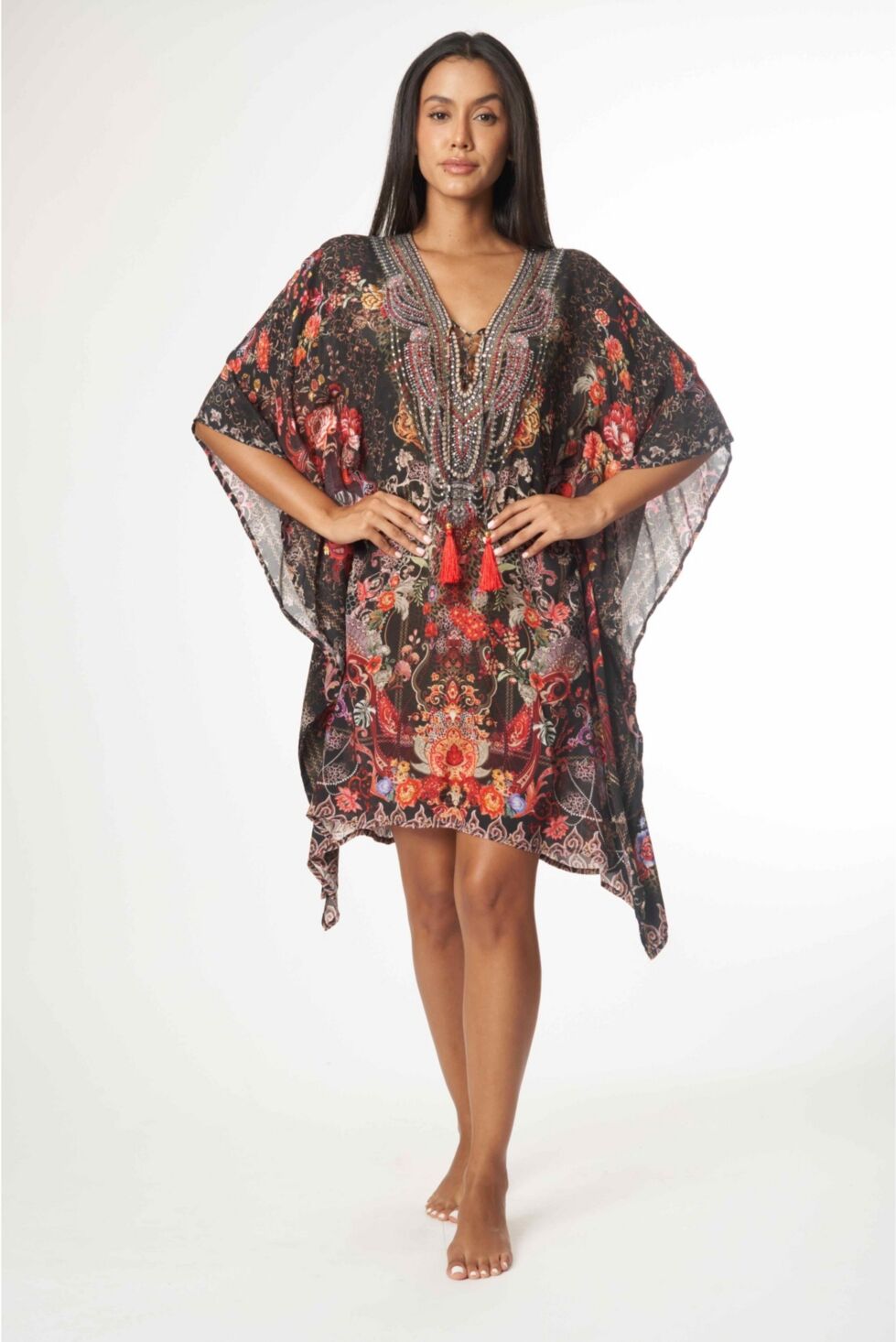 La Moda Clothing Women's Short Kaftan Cover Up Dress - Black