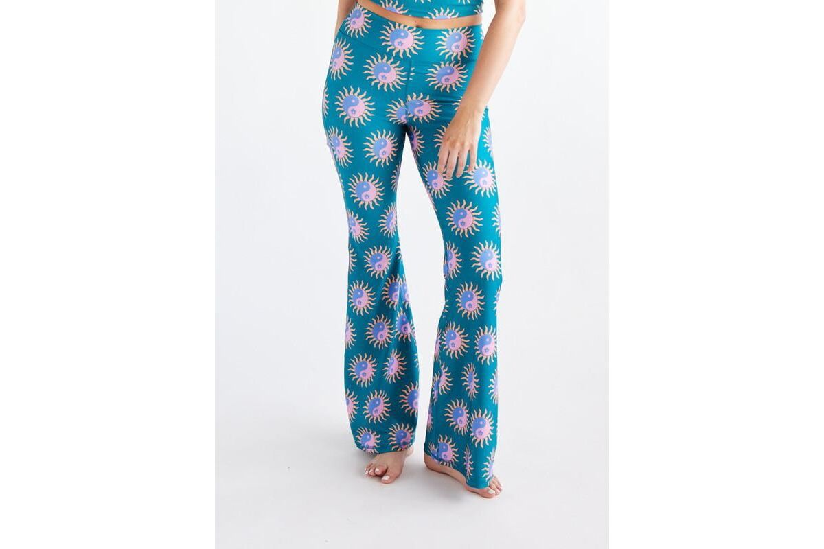 Swaay Women's Eco Super Soft High-Rise Flare Pants - Teal yin yang