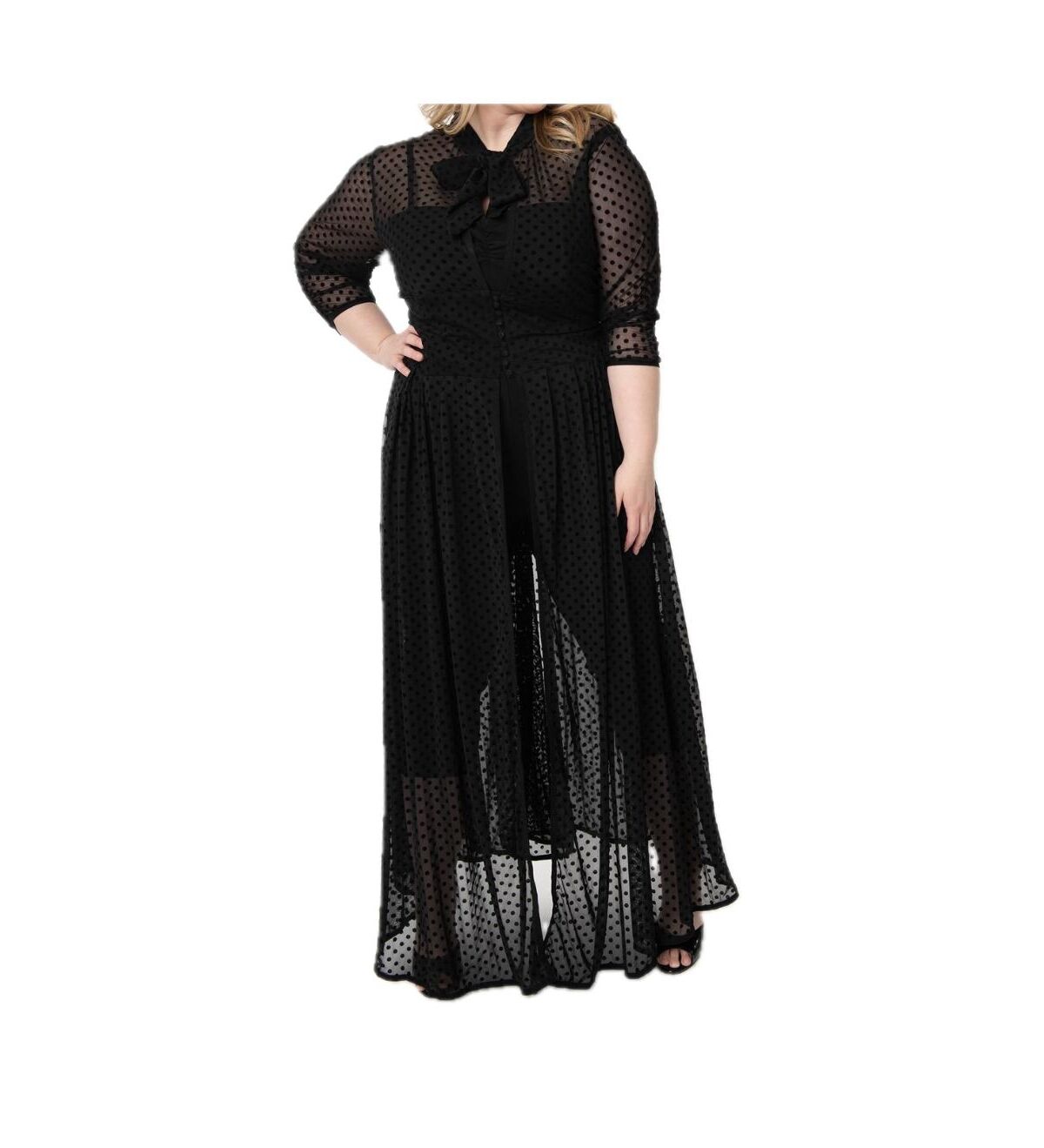Unique Starlet Duster Dresses - Black swiss dot