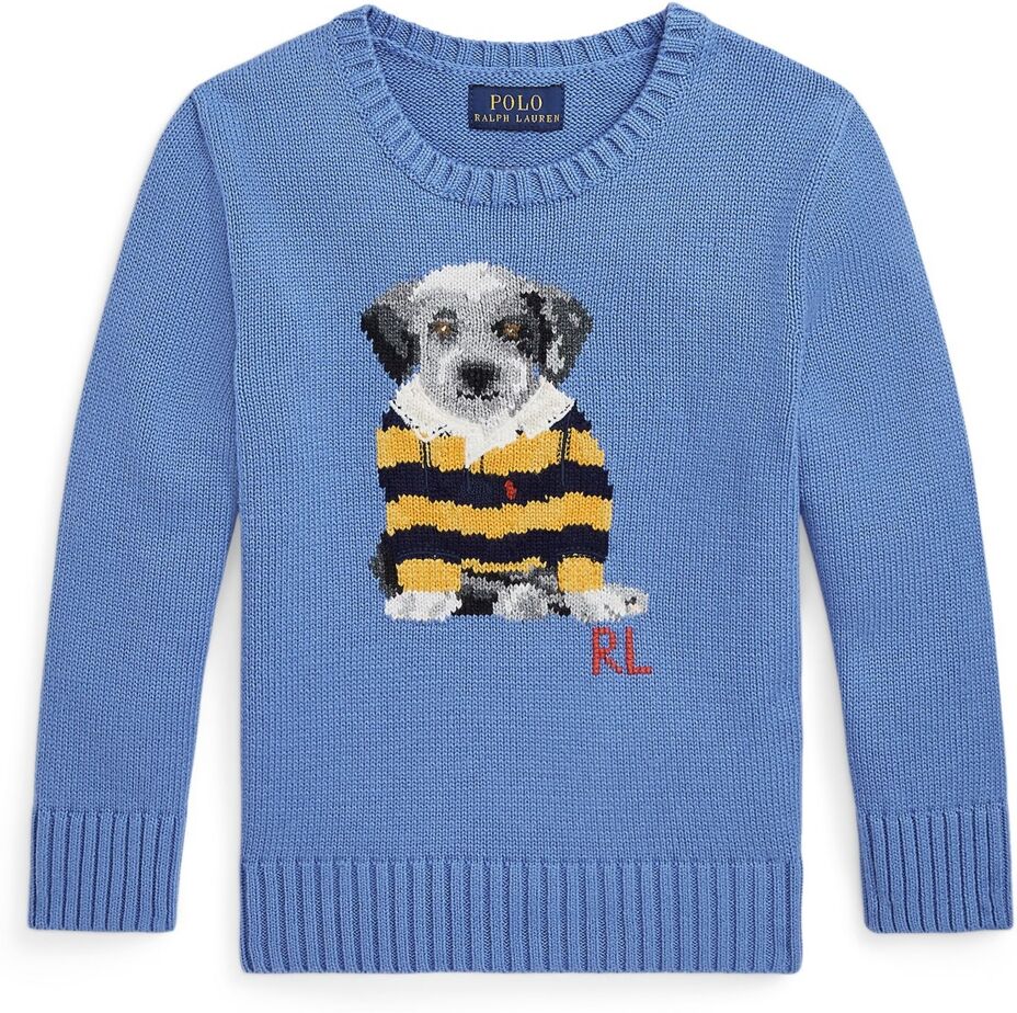 Ralph Lauren Polo Ralph Lauren Toddler and Little Boys Dog-Intarsia Cotton Sweater - New England Blue