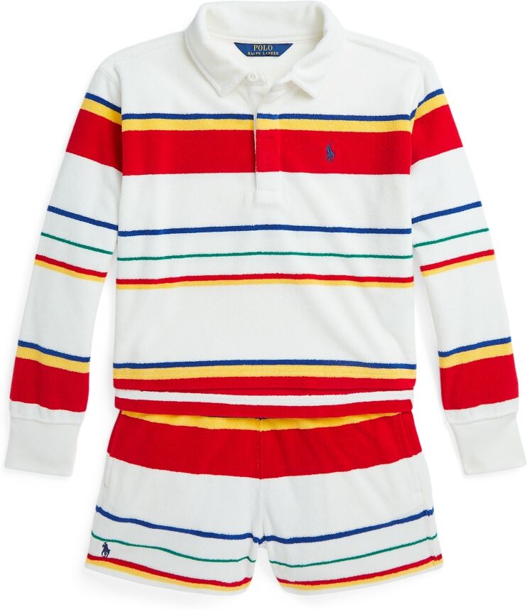 Ralph Lauren Polo Ralph Lauren Big Girls Striped Terry Rugby Shirt and Shorts Set - Green Multi