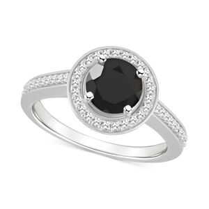 Macy's Cultured Freshwater Pearl & Diamond (1/5 ct. t.w.) Halo Ring in Sterling Silver (Also in Onyx, Labradorite & Turquoise) - Onyx