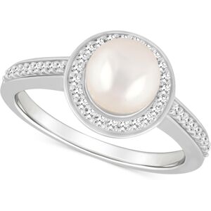 Macy's Cultured Freshwater Pearl & Diamond (1/5 ct. t.w.) Halo Ring in Sterling Silver (Also in Onyx, Labradorite & Turquoise) - Pearl