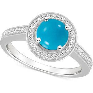 Macy's Cultured Freshwater Pearl & Diamond (1/5 ct. t.w.) Halo Ring in Sterling Silver (Also in Onyx, Labradorite & Turquoise) - Turquoise