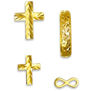 Macy's 4-Pc. Set Single Cross and Infinity Stud & Hoop Earrings in 10k Gold - Yellow Gold