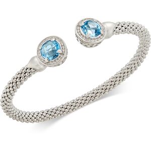 Macy's Blue Topaz (4-1/2 ct. t.w.) & Diamond (1/3 ct. t.w.) Mesh Cuff Bracelet in Sterling Silver - Blue Topaz/Sterling Silver