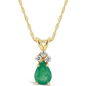 Macy's Sapphire (7/8 ct. t.w.) and Diamond Accent Pendant Necklace in 14k Yellow Gold (Also in Ruby & Emerald) - Emerald