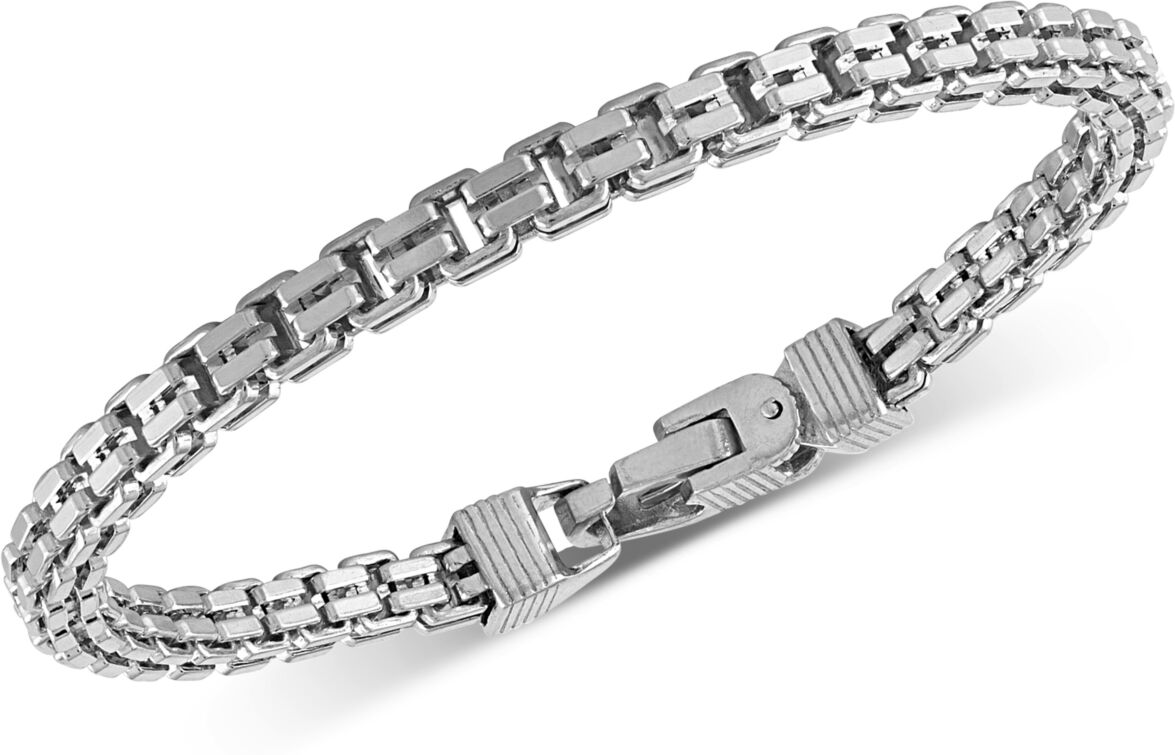 Esquire Men's Jewelry Double Box Link Bracelet in Sterling Silver, Created for Macy's - Sterling Silver