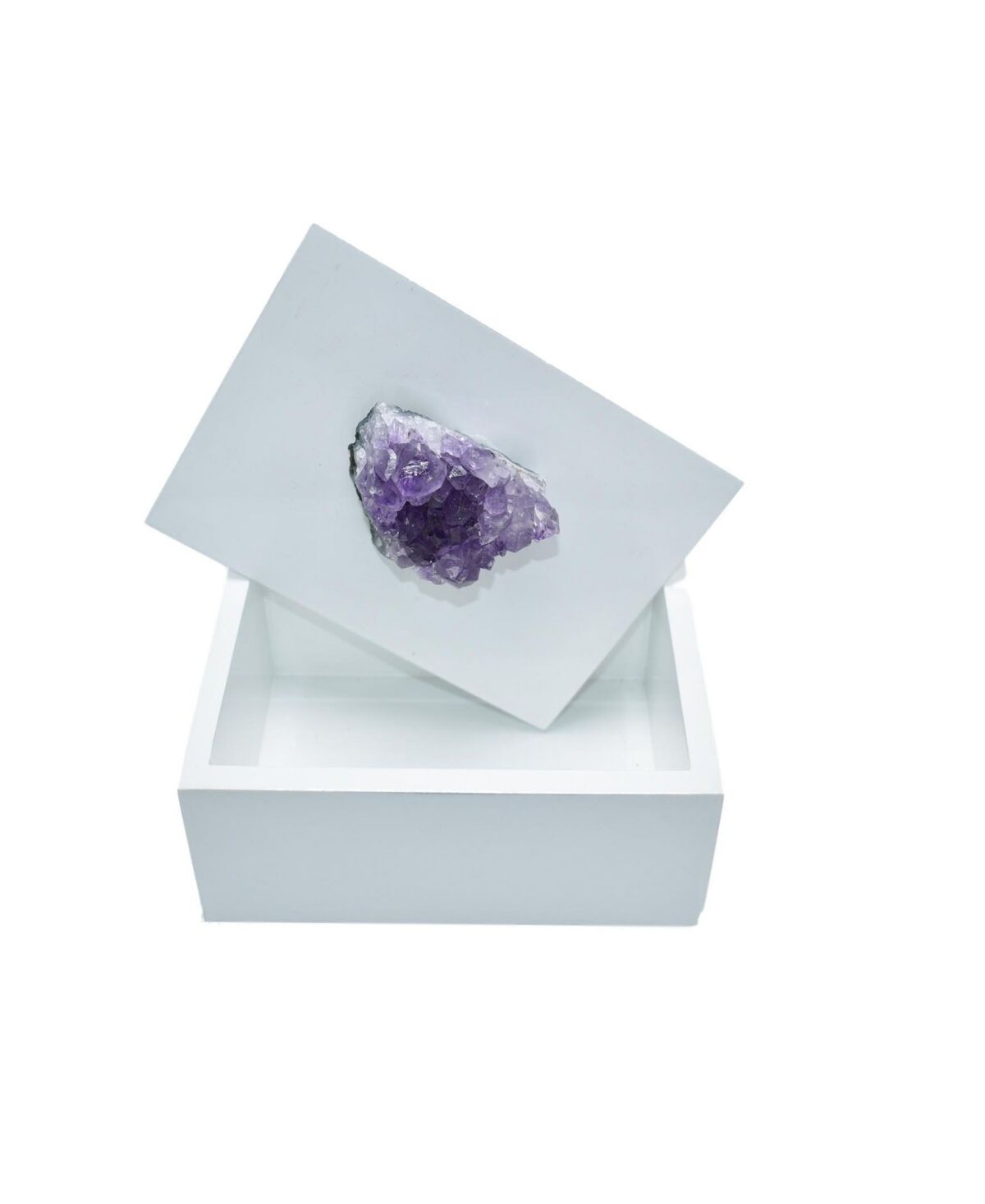 Nature's Decorations - Jewelry Box with Amethyst - White