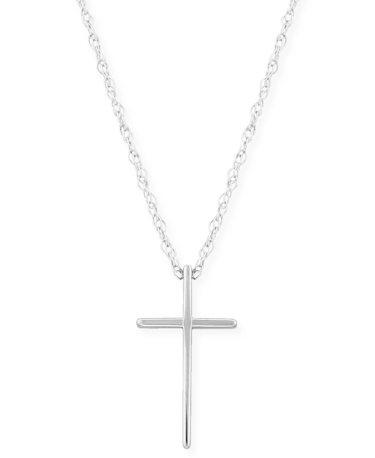 Macy's Solid Cross Necklace Set in 14k Yellow, White or Rose Gold - White Gold