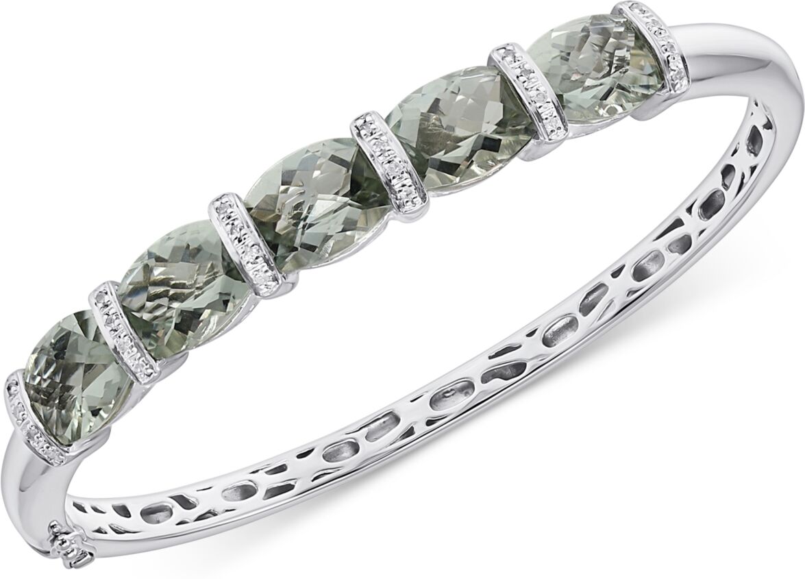 Macy's Green Quartz (11-1/2 ct. t.w.) & Diamond (1/8 ct. t.w.) Bangle Bracelet in Sterling Silver - Sterling Silver