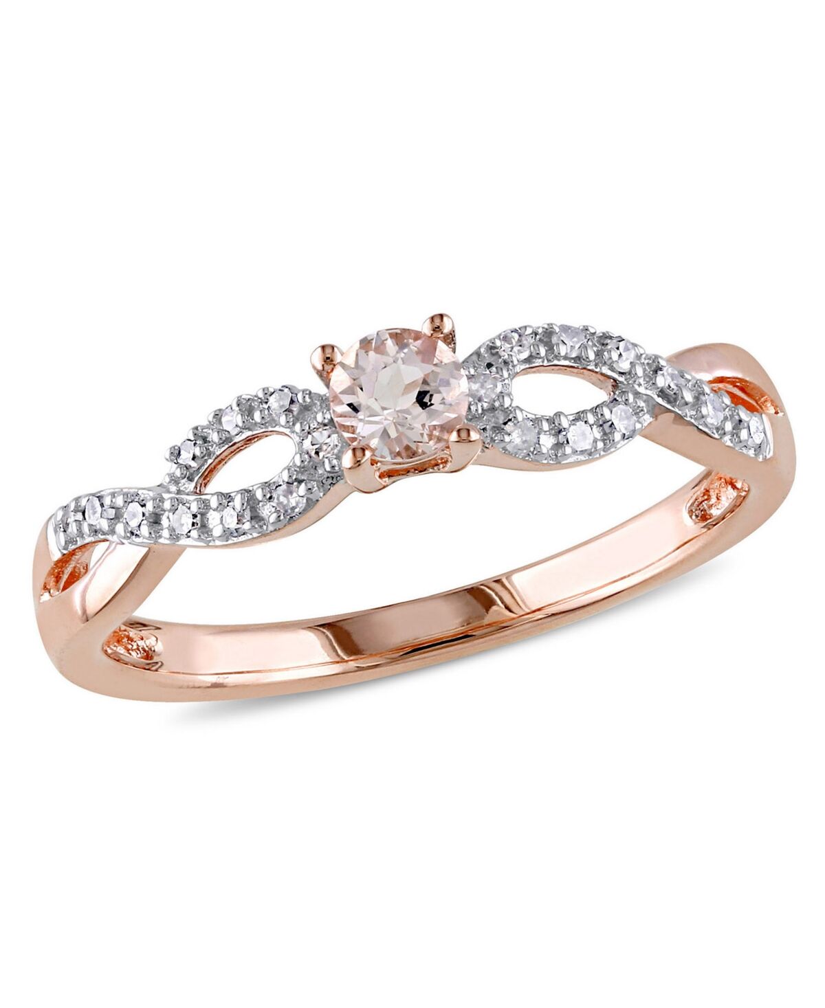 Macy's Morganite (1/6 ct. t.w.) and Diamond (1/10 ct. t.w.) Rose Gold Plated Silver, Infinity Ring - Pink