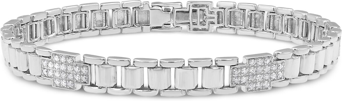 Macy's Men's Diamond Cluster Watch Link Bracelet (1 ct. t.w.) in 10k Gold - White Gold