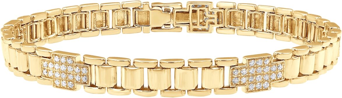 Macy's Men's Diamond Cluster Watch Link Bracelet (1 ct. t.w.) in 10k Gold - Yellow Gold