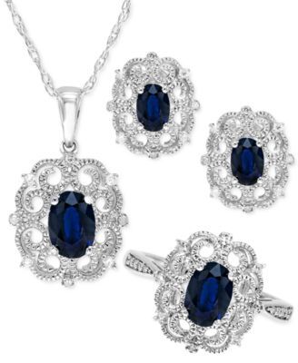 Macy's Sapphire Diamond Milgrain Filigree Jewelry Collection In Sterling Silver