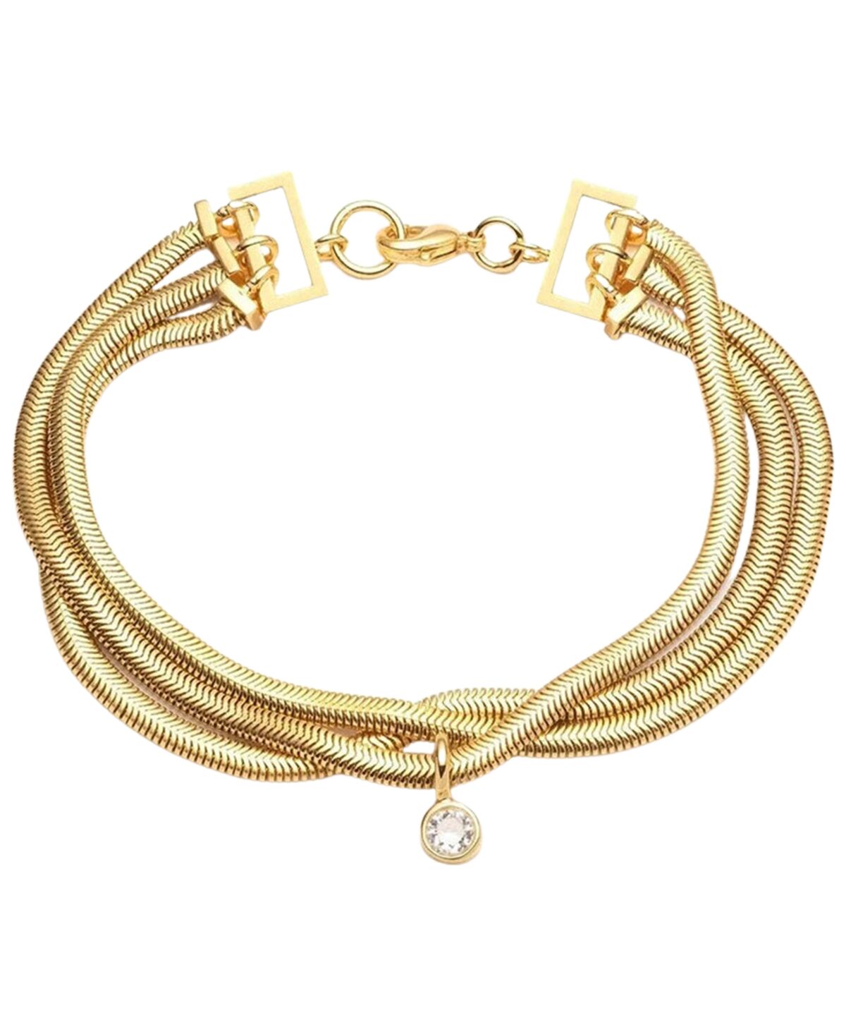 Bonheur Jewelry Lucile Crystal Chain Bracelet - Karat Gold Plated Brass