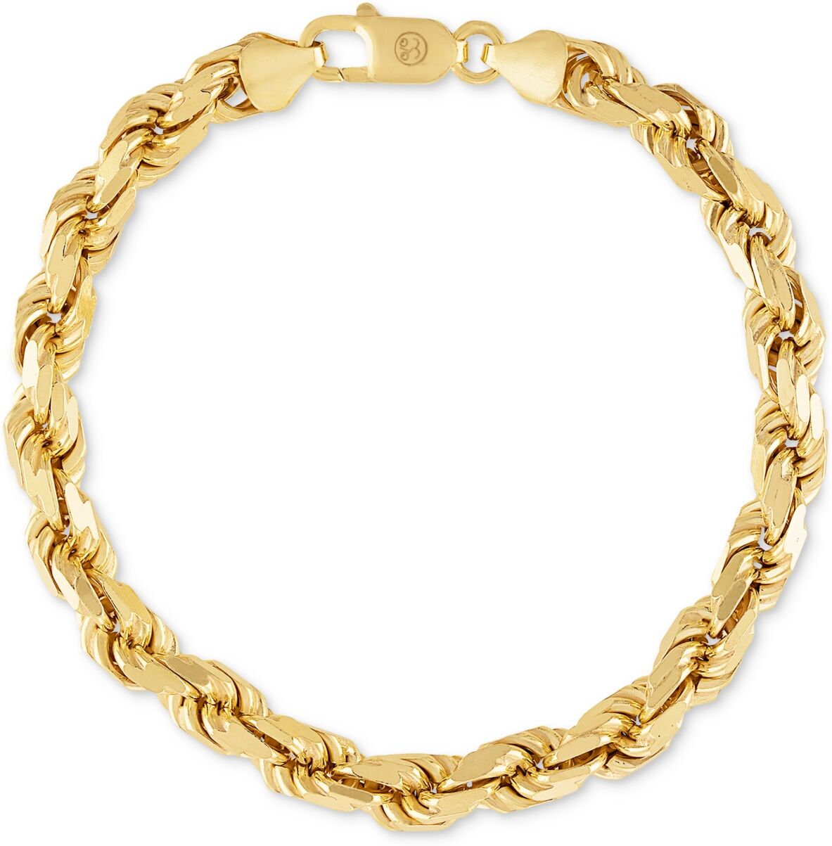 Esquire Men's Jewelry Rope Link Chain Bracelet (7.5mm), Created for Macy's - Gold Over Silver