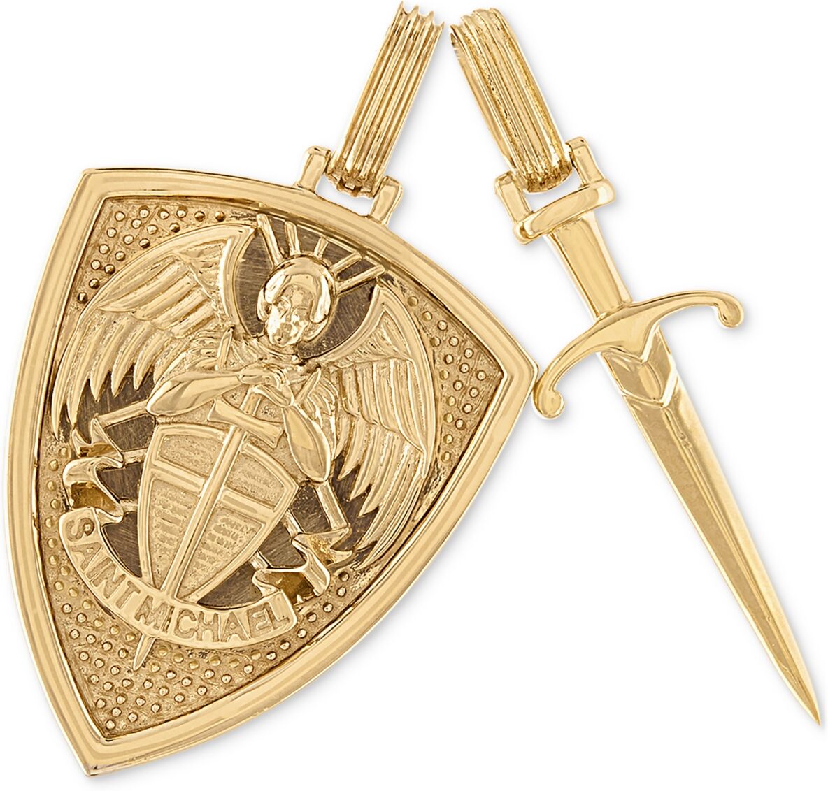 Esquire Men's Jewelry 2-Pc. Set Saint Michael Shield & Sword Amulet Pendants in 14k Gold-Plated Sterling Silver, Created for Macy's - Gold Over Silver