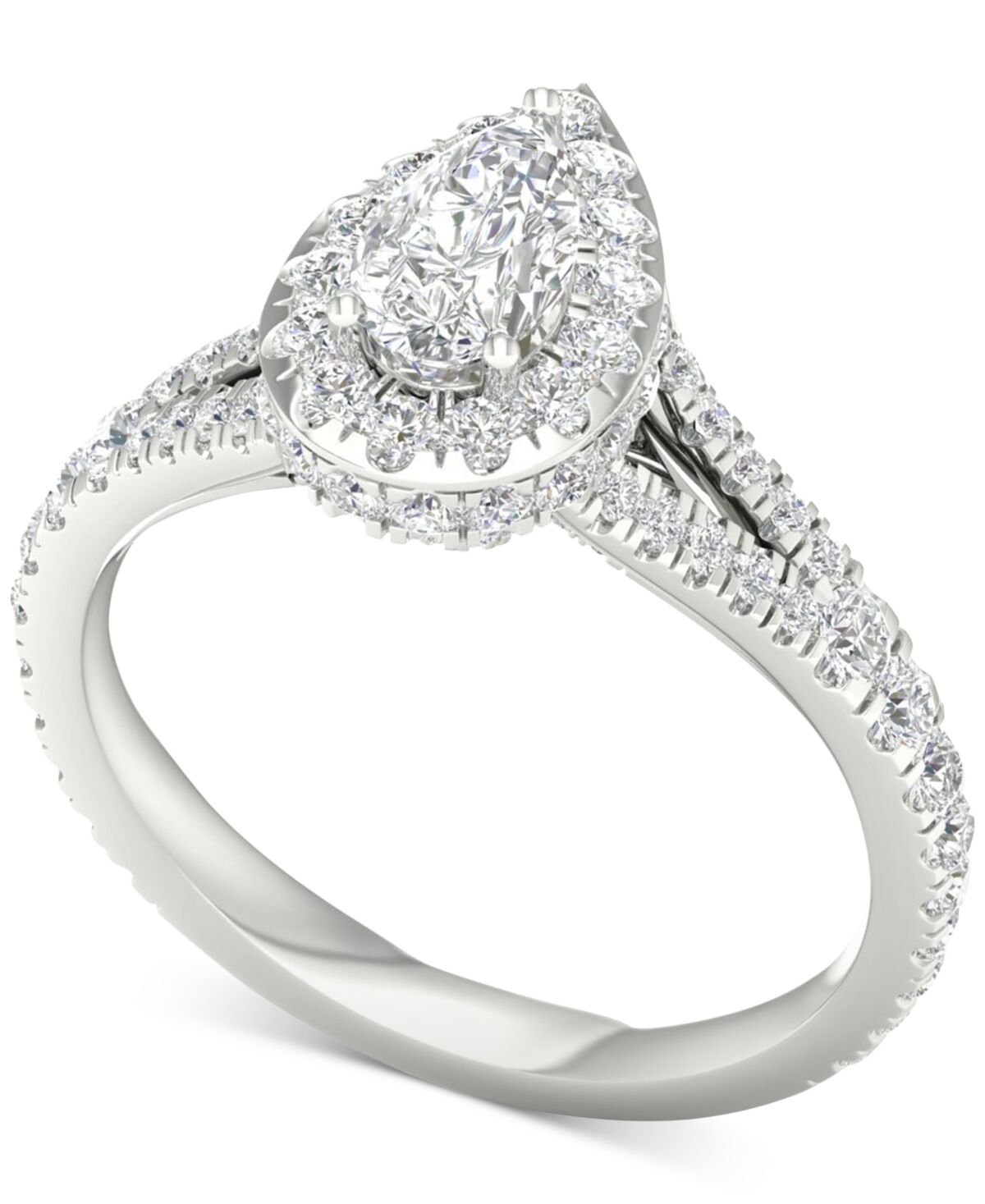 Macy's Igi Certified Diamond Pear Halo Engagement Ring (1-1/3 ct. t.w.) in Platinum - Platinum
