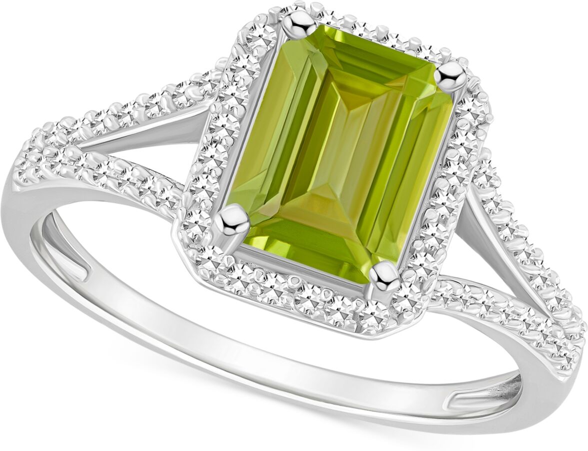 Macy's Amethyst (1-5/8 ct. t.w.) & Diamond (1/4 ct. t.w.) Split Shank Ring in Sterling Silver (Also in Citrine, Garnet, Peridot, & Blue Topaz) - PERIDOT