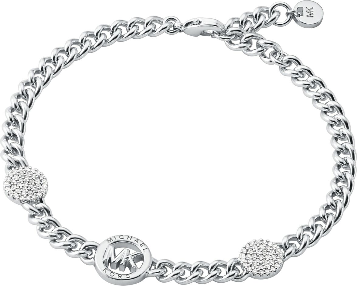 Michael Kors Cubic Zirconia Pave Three Charm Chain Bracelet in 14K Gold-Plated - Silver