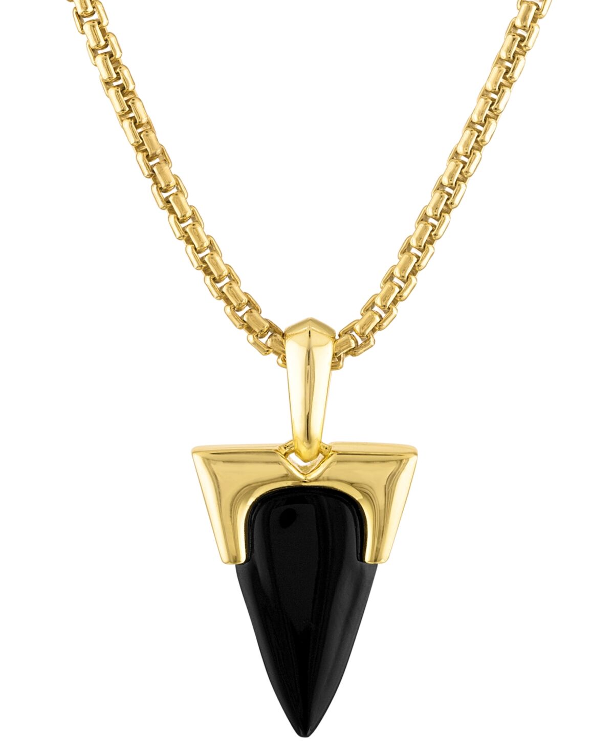 Bulova Men's Icon Black Onyx Pendant Necklace in 14k Gold-Plated Sterling Silver, 24