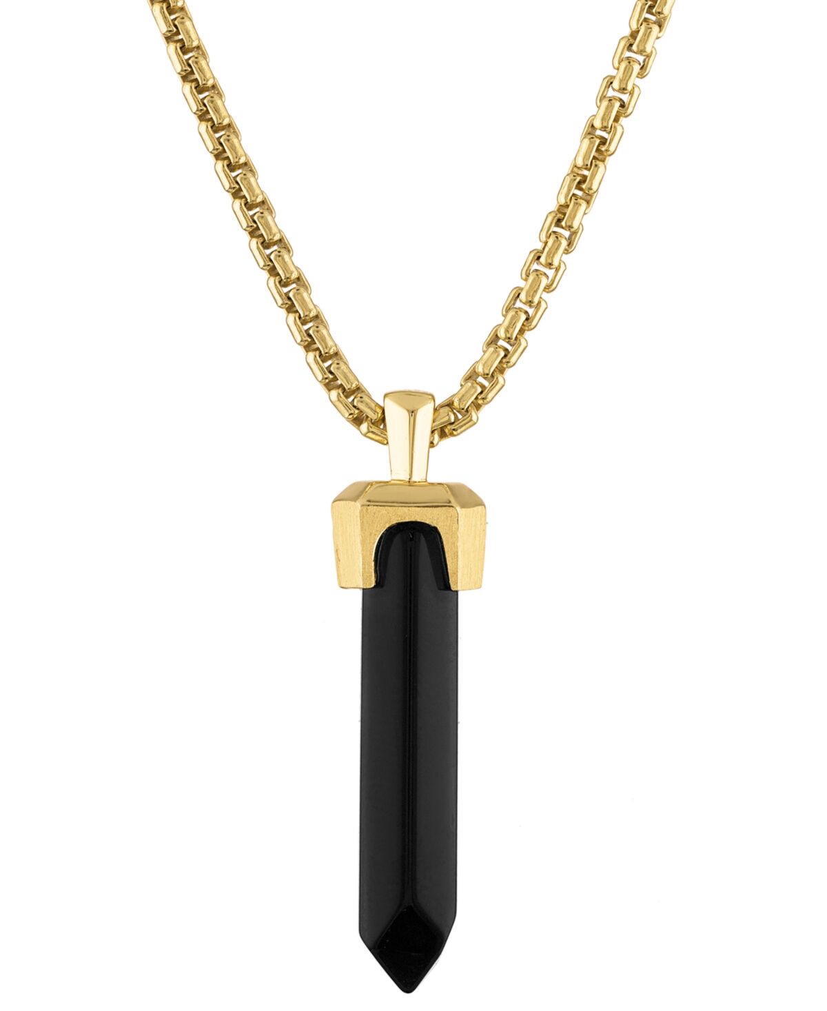 Bulova Men's Icon Black Onyx Pendant Necklace in 14k Gold-Plated Sterling Silver, 24