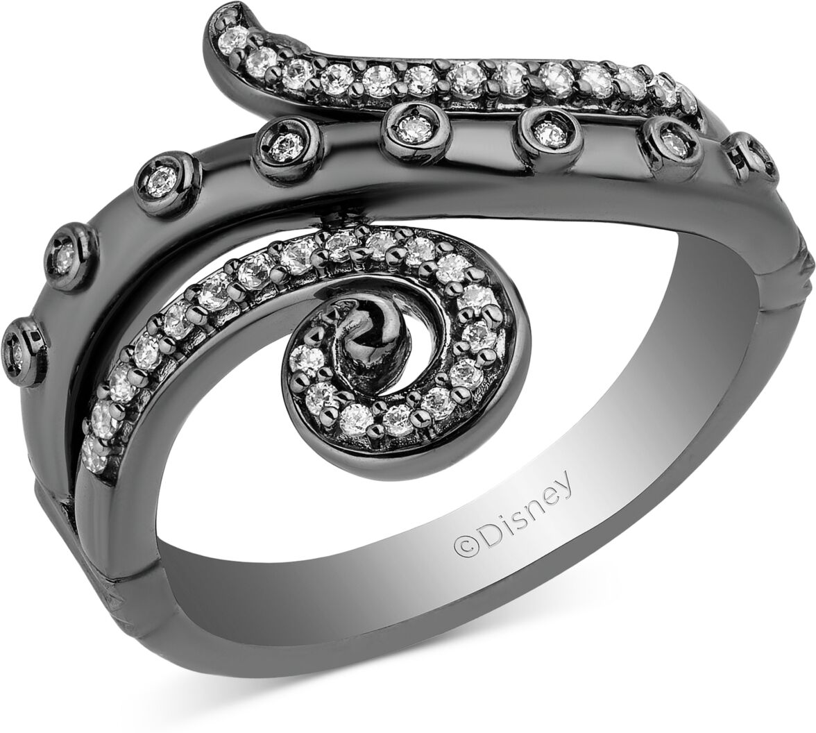 Disney Enchanted Disney Fine Jewelry Diamond Ursula Ring (1/10 ct. t.w.) in Black Rhodium-Plated Sterling Silver - Black Rhodium-Plated Sterling Silver