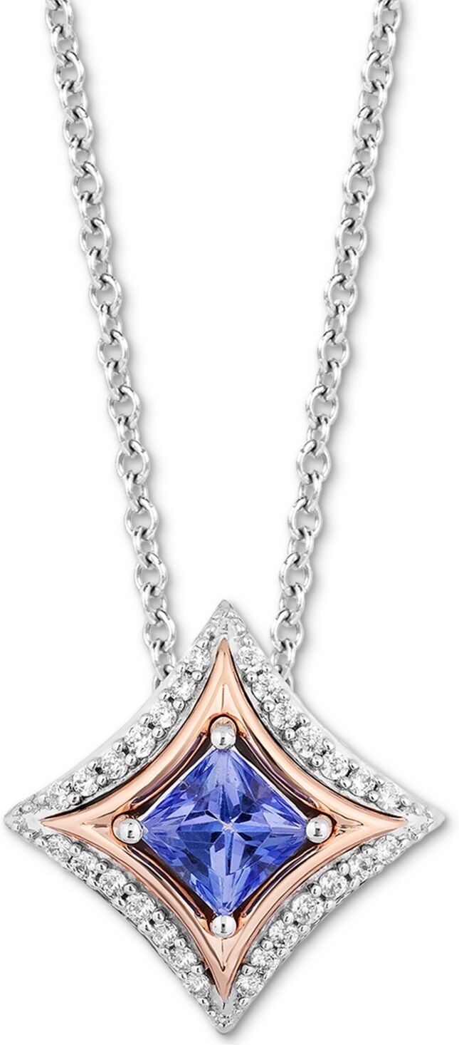 Disney Enchanted Disney Fine Jewelry Tanzanite (1/3 ct. t.w.) & Diamond (1/10 ct. t.w.) Pendant Necklace in Sterling Silver & 10k Rose Gold, 16