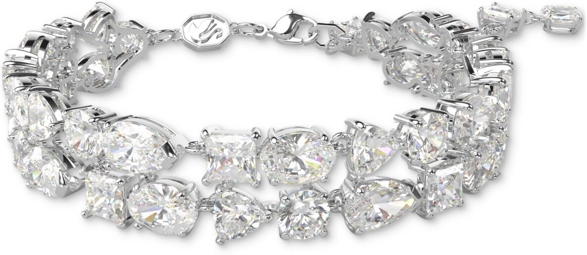 Swarovski Rhodium-Plated Mixed Crystal Double-Row Flex Bracelet - Silver