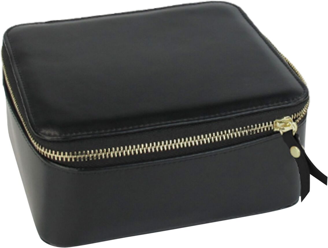 Mele & Co Bento Box Travel Jewelry Case Nesting Mini-Cases in Leather - Black