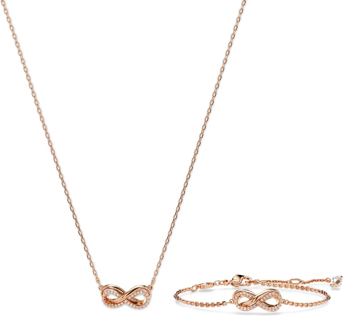 Swarovski Rose Gold-Tone Hyperbola Infinity Bangle Bracelet & Pendant Necklace Set, 15