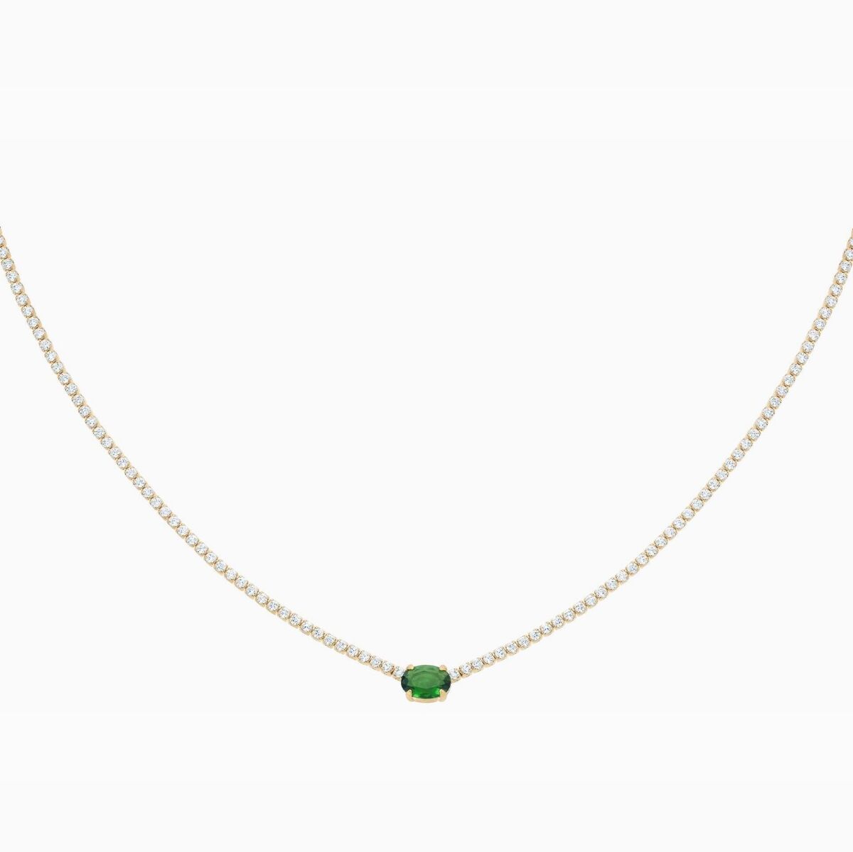 Bearfruit Jewelry Priscilla Emerald Pendant Tennis Necklace - Yellow gold