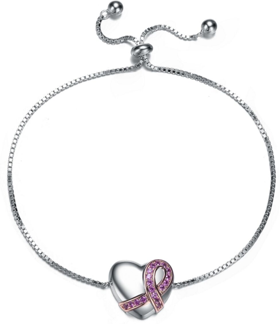 Gigigirl Gigi Girl Teens/Young Adults White Gold Plated with infinity Ribbon on Heart Adjustable Bracelet - Silver