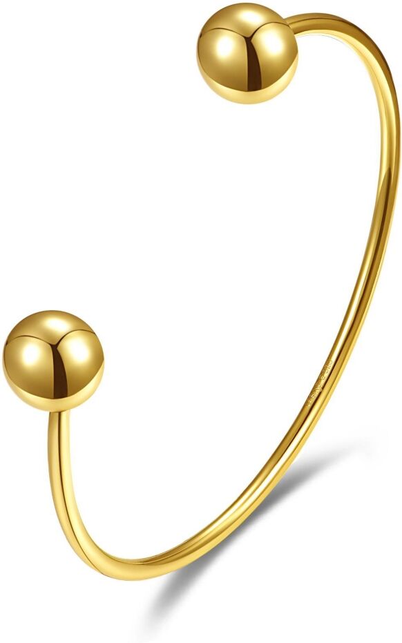 Gigigirl Gigi Girl Teens/Young Adults 14k Yellow Gold Plated Ball Capped Open Cuff Bangle Bracelet - Gold