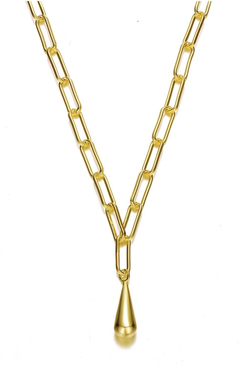 GiGiGirl Classic Teens/Young Adults 14K Gold Plated Charm PaperClip Necklace - Gold