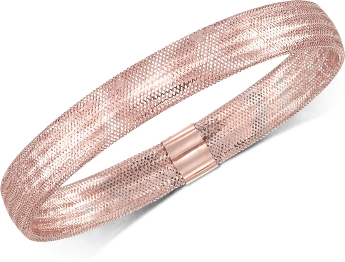 Italian Gold Stretch Bangle Bracelet in 14k Yellow, White or Rose Gold, Made in Italy - Rose Gold