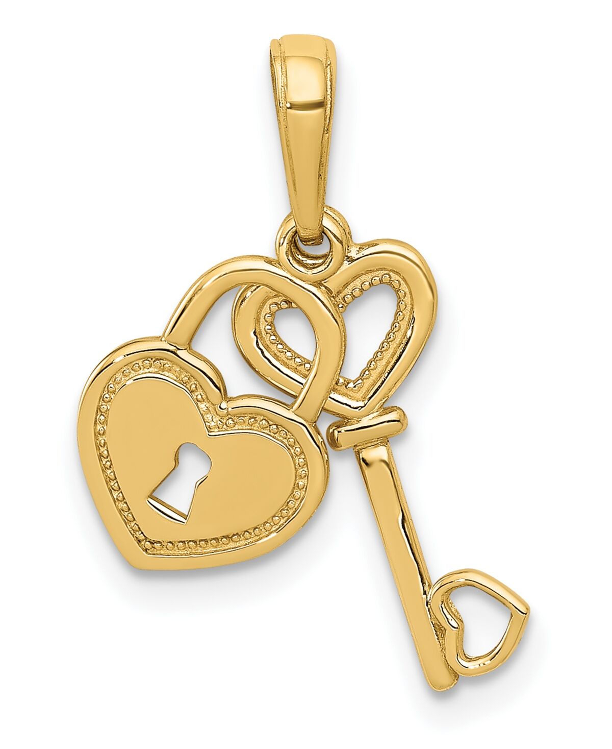 Macy's Key and Heart Shaped Lock Pendant in 14k Yellow Gold - Gold
