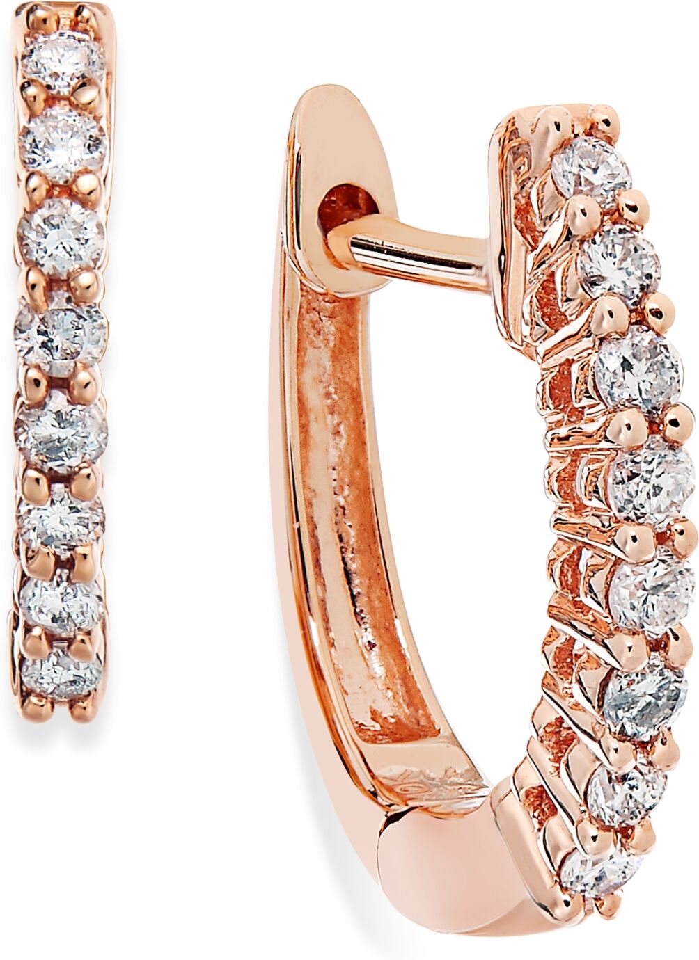 Macy's Diamond Mini Hoop Earrings (1/8 ct. t.w.) in 10k White, Rose or Yellow Gold - Rose Gold