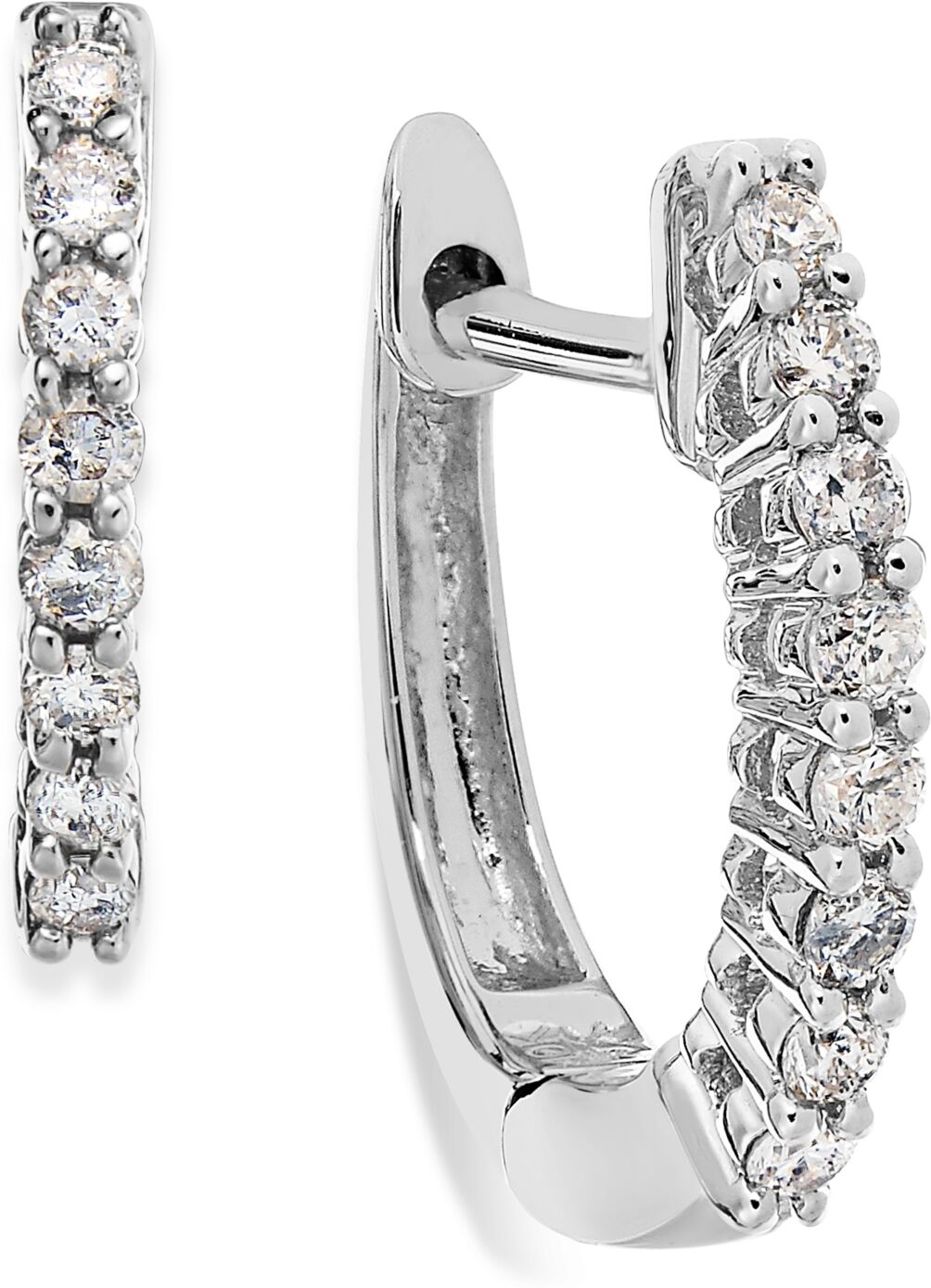 Macy's Diamond Mini Hoop Earrings (1/8 ct. t.w.) in 10k White, Rose or Yellow Gold - White Gold