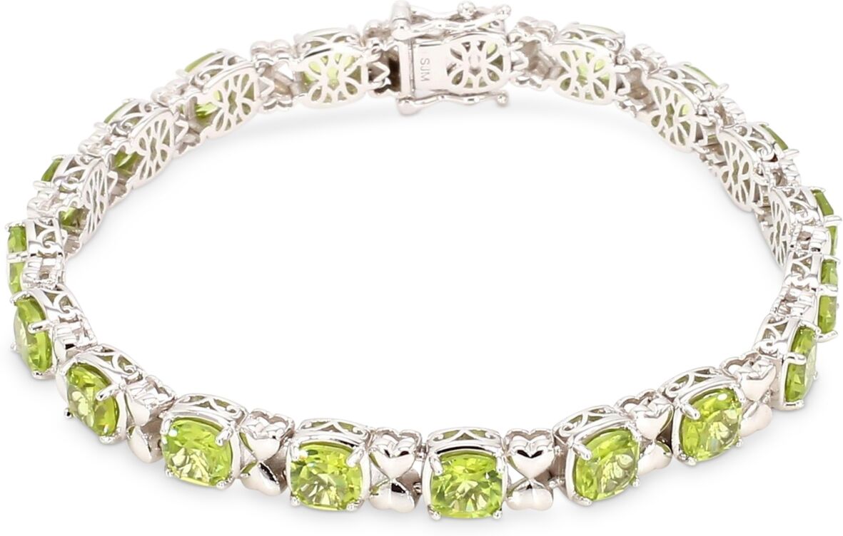 Macy's Oval & Heart Link Bracelet in Sterling Silver (Available in Blue Topaz, Peridot, Mystic Topaz, Citrine, & Multi-Gemstone) - Peridot