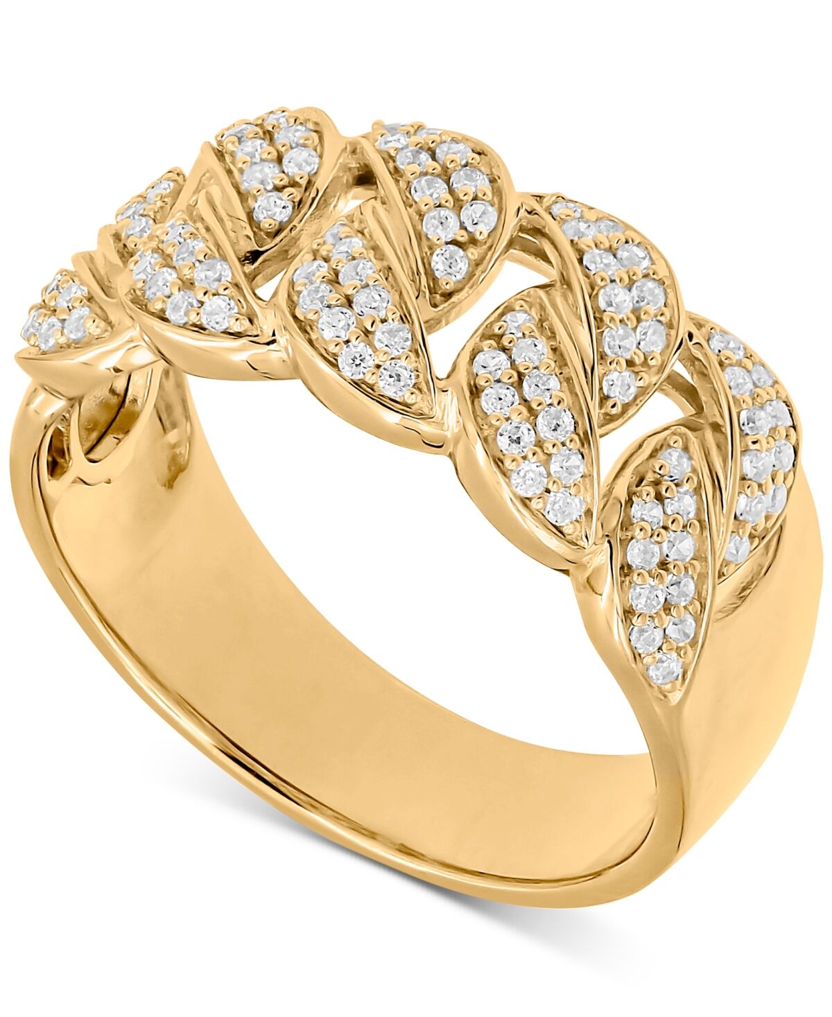 Macy's Men's Diamond Chain Link Ring (1/2 ct. t.w.) in 10k White Gold (Also in Yellow Gold) - Yellow Gold