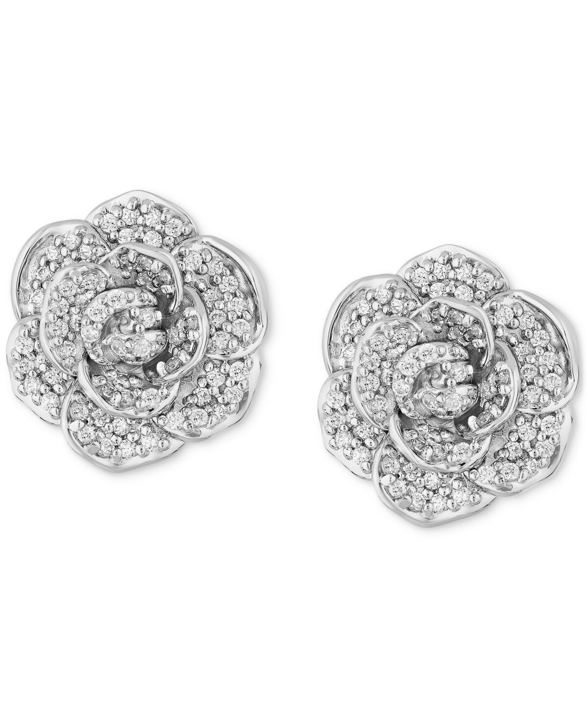 Disney Enchanted Disney Fine Jewelry Diamond Cinderella 70th Anniversary Flower Stud Earrings (1/5 ct. t.w.) in 14k White Gold - White Gold