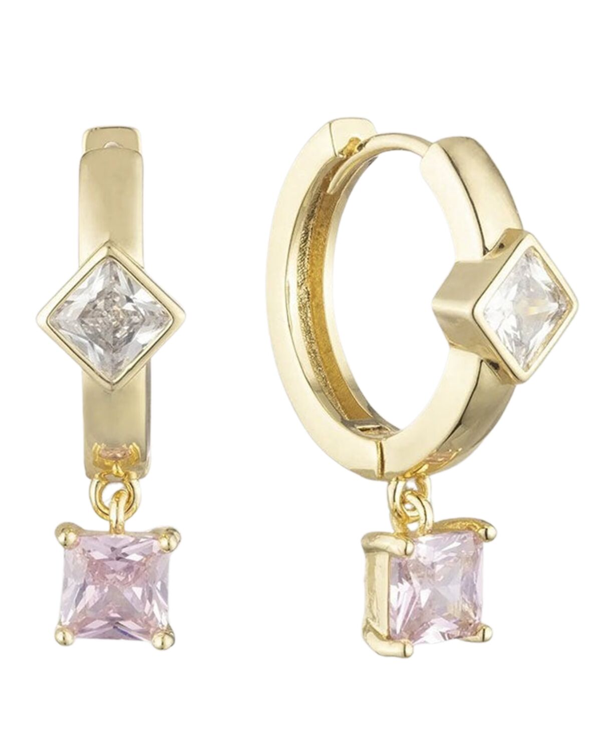 Bonheur Jewelry Giselle Crystal Hoop Drop Earrings - Karat Gold Plated Brass