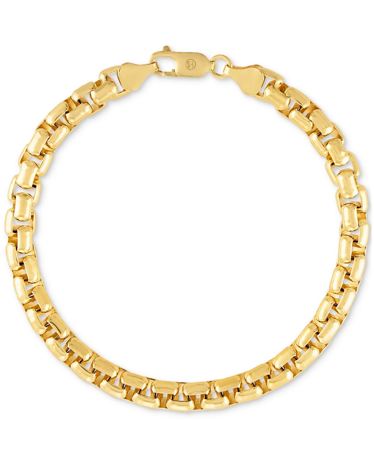 Esquire Men's Jewelry Rounded Box Link Chain Bracelet in 14k Gold-Plated Sterling Silver, Created for Macy's - Gold