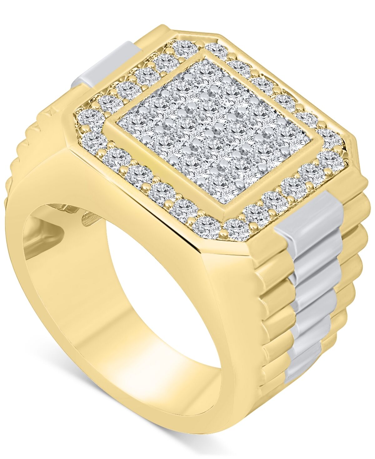 Macy's Men's Diamond Cluster Ring (2 ct. t.w.) in 10k Gold - Gold