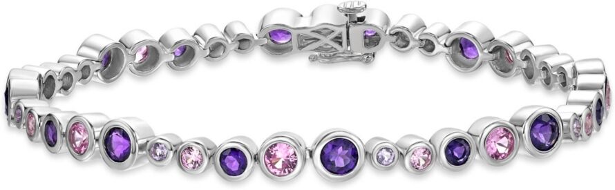 Macy's Sterling Silver Bubble Design Multi-Gemstone Bezel Set Bracelet - Multi-Gemstone