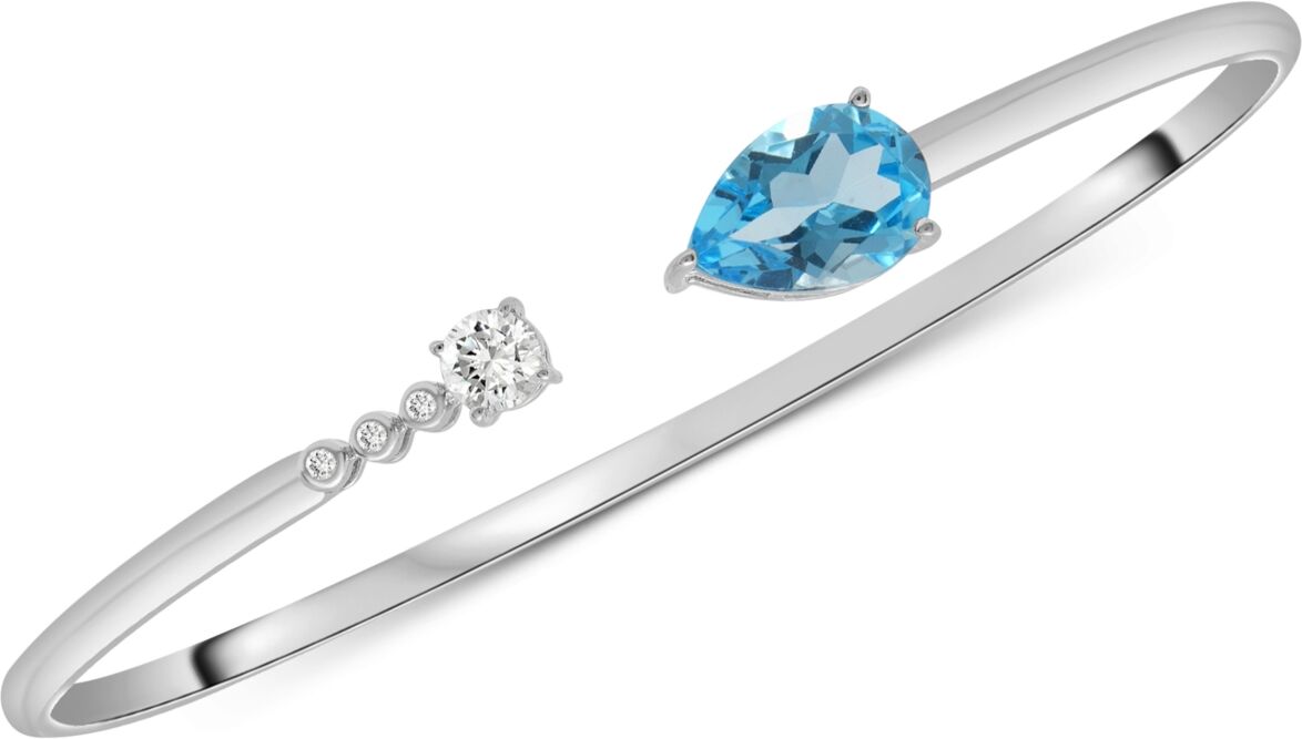 Macy's Sky Blue Topaz (2-3/4 ct. t.w.) & Lab-Created White Sapphire (3/8 ct. t.w.) Cuff Bangle Bracelet in Sterling Silver - BLUE TOPAZ